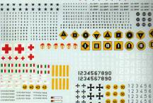 US Army, URSS, RFT and Italian Army and Red Cross AFVs emblems and numbers.