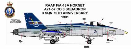 F/A-18A 3 Sqn (75th Anniversary scheme 1992) A21-57